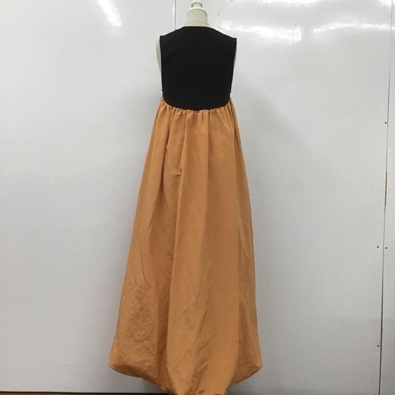 ザラ ZARA ワンピース ロングスカート 1198 027 639 コンビネーション ボリュームワンピース ノースリーブ S 無地 黒 / ブラック / X 橙 / オレンジ /  レディース USED 古着 中古 10107160