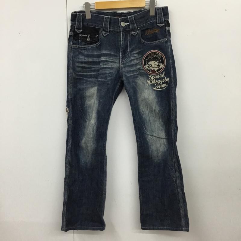 インディアン INDIAN パンツ デニム、ジーンズ デニムパンツ ストレートパンツ スリムパンツ カジュアルパンツ 28インチ ロゴ、文字 インディゴ / インディゴ /  メンズ USED 古着 中古 10120467