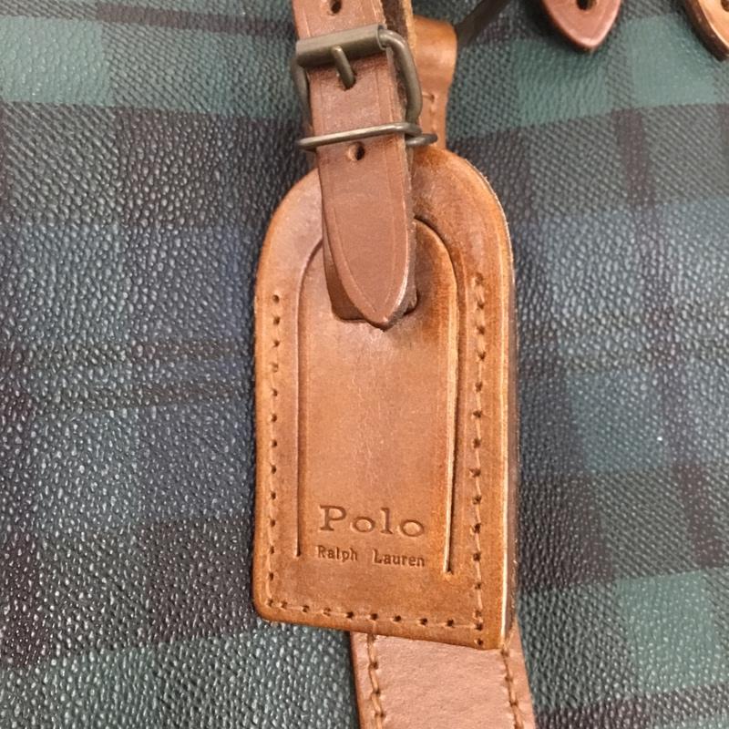ポロラルフローレン POLO RALPH LAUREN ボストンバッグ ボストンバッグ チェック ロゴ、文字 緑 / グリーン / X 茶 / ブラウン /  メンズ USED 古着 中古 10140052