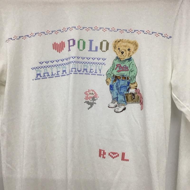 ポロラルフローレン POLO RALPH LAUREN カットソー 長袖 長袖カットソー プリントカットソー クルーネック L プリント 白 / ホワイト /  レディース USED 古着 中古 10136115