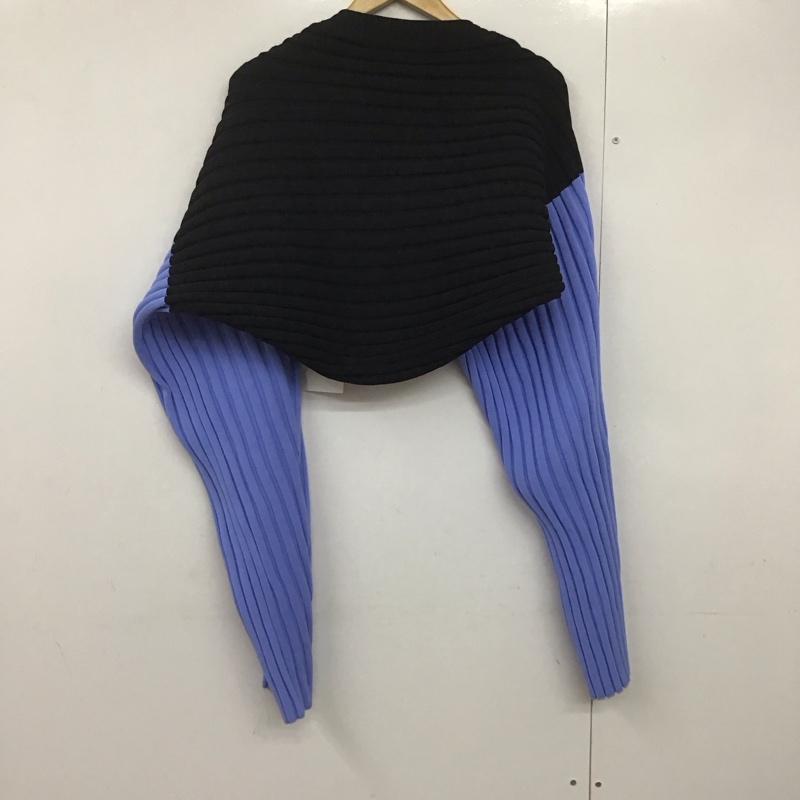 古着 USED カーディガン 長袖 bohmal 533456 配色ダンボールニットボレロ マフラー タグ付き FREE 無地 黒 / ブラック / X 水色 / ライトブルー /  レディース USED 古着 中古 10144433