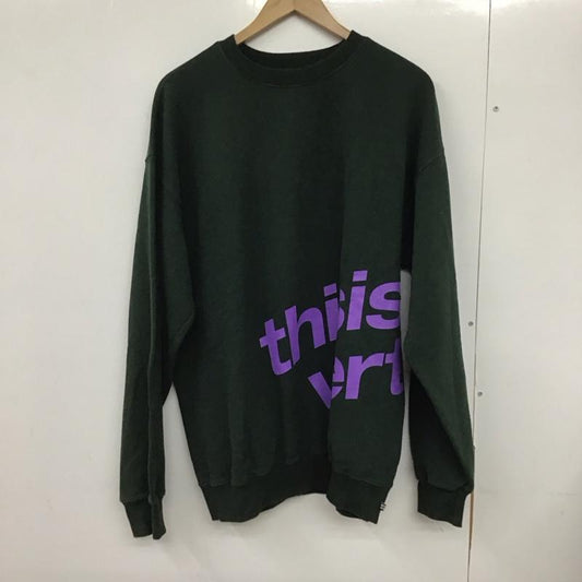 ディスイズネバーザット thisisneverthat トレーナー 長袖 長袖トレーナー スウェット クルーネック プルオーバー L ロゴ、文字 緑 / グリーン /  メンズ USED 古着 中古 10132091