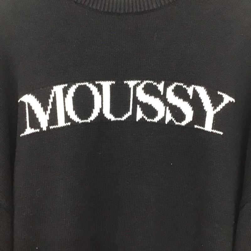 マウジー MOUSSY ニット、セーター 長袖 029EAA70-5060 クルーネック FREE ロゴ、文字 黒 / ブラック /  レディース USED 古着 中古 10138687