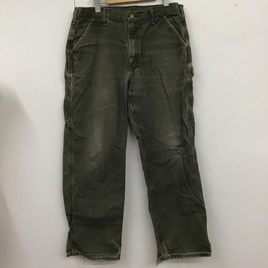 カーハート Carhartt パンツ ワークパンツ、ペインターパンツ B11MOS 35×32 ロゴ、文字 カーキ / カーキ /  メンズ USED 古着 中古 10123670