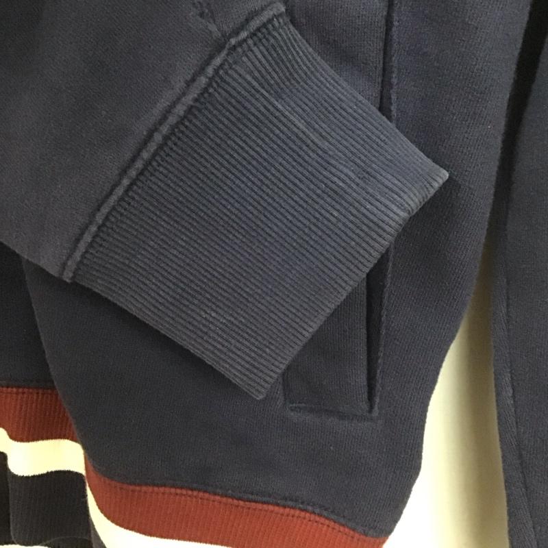 トミーヒルフィガー TOMMY HILFIGER カーディガン 長袖 長袖カーディガン スウェットカーディガン 前ボタン M ロゴ、文字 紺 / ネイビー /  メンズ USED 古着 中古 10136621