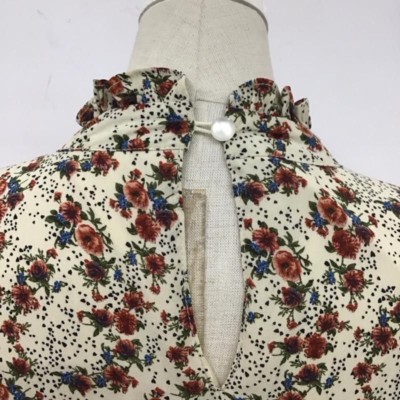 アルシーヴ archives ワンピース ひざ丈スカート スタンドネック 長袖 M 花柄 マルチカラー / マルチカラー /  レディース USED 古着 中古 10112363