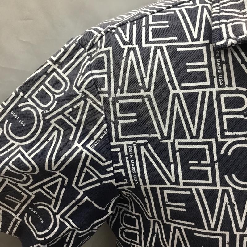 ニューバランス New Balance ポロシャツ 半袖 半袖ポロシャツ カラーシャツ 半袖カットソー 4 プリント 紺 / ネイビー /  メンズ USED 古着 中古 10116153