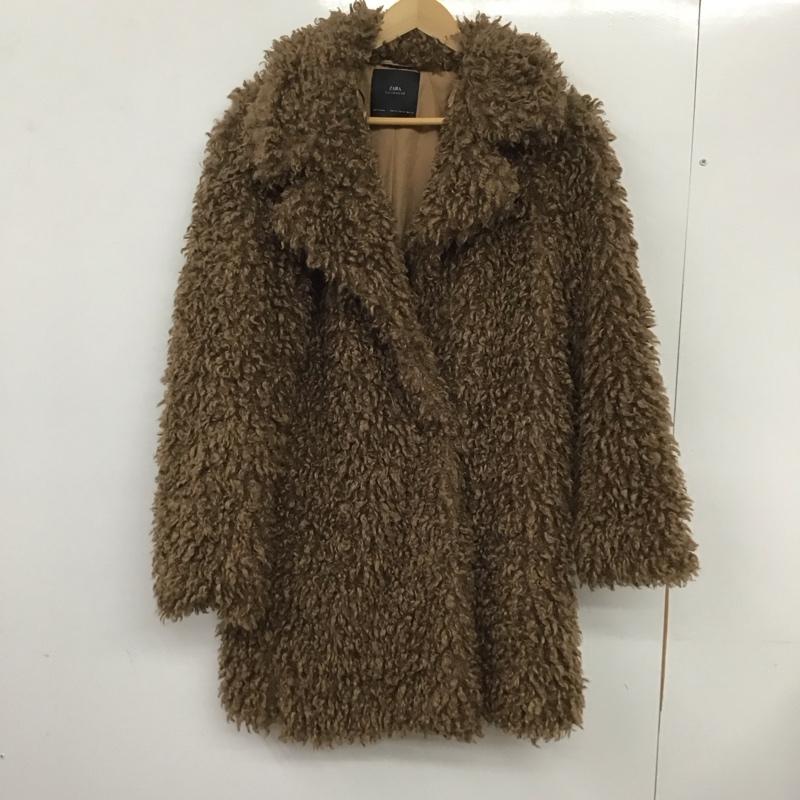 ザラ ZARA コート コート一般 6318 232 707 フェイクファー ボリュームコート XS 無地 茶 / ブラウン /  レディース USED 古着 中古 10133757