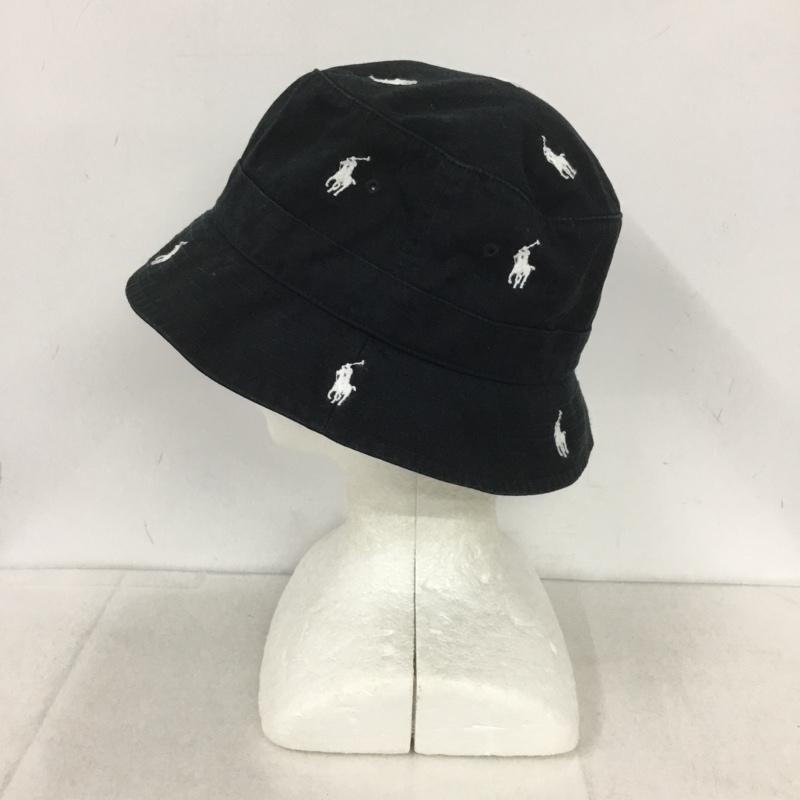 ポロラルフローレン POLO RALPH LAUREN 帽子 ハット バケットハット ロゴ 総柄 黒 / ブラック /  メンズ USED 古着 中古 10138127