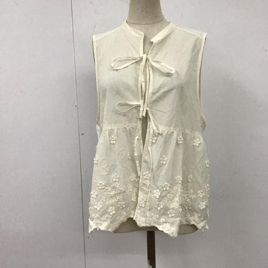 サマンサモスモス Samansa Mos2 カットソー 半袖 ノースリーブカットソー 前開きシャツ ノーカラーシャツ FREE 刺繍 アイボリー / アイボリー /  レディース USED 古着 中古 10123154