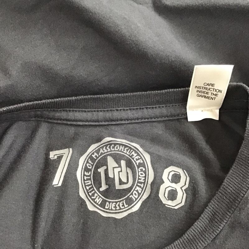 ディーゼル DIESEL Tシャツ 半袖 クルーネック S ロゴ、文字 チャコールグレー / チャコールグレー /  メンズ USED 古着 中古 10110828