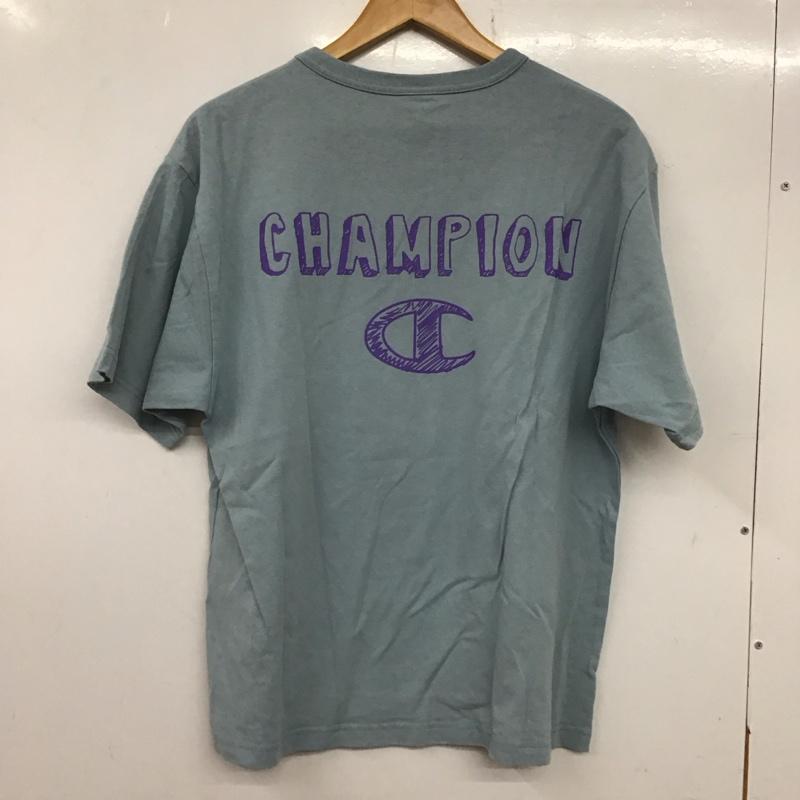 チャンピオン Champion Tシャツ 半袖 C8-V302R プリントTシャツ クルーネックカットソー M ロゴ、文字 水色 / ライトブルー /  メンズ USED 古着 中古 10135739