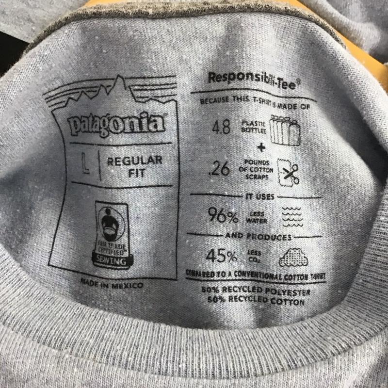 パタゴニア patagonia Tシャツ 長袖 L プリント X ロゴ、文字 水色 / ライトブルー /  メンズ USED 古着 中古 10143314