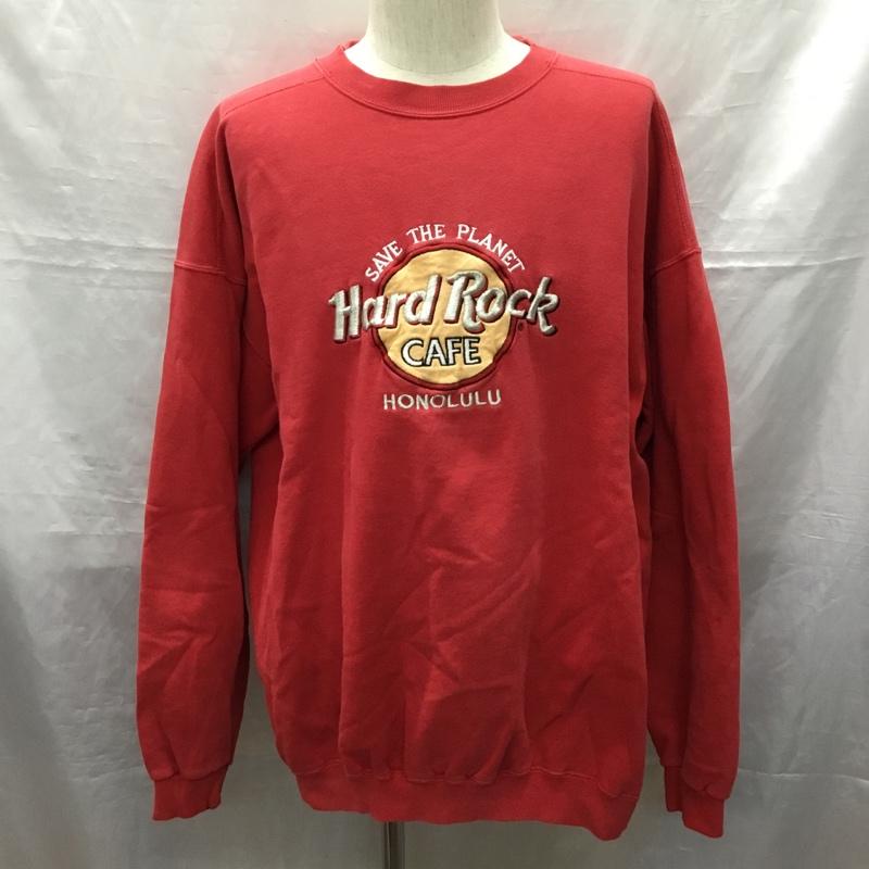 ハードロックカフェ HARD ROCK CAFE トレーナー 長袖 長袖トレーナー スウェット クルーネック リブスウェットカットソー 古着 XL ロゴ、文字 赤 / レッド /  メンズ USED 古着 中古 10121688