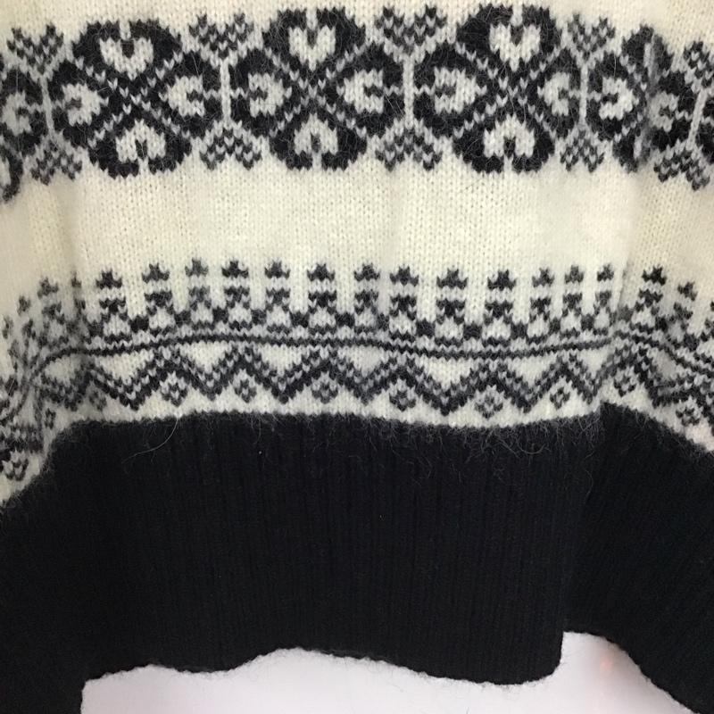 ブルックスブラザーズ BROOKS BROTHERS ニット、セーター 長袖 長袖ニットカットソー クルーネック セーター M プリント 白 / ホワイト / X 黒 / ブラック /  レディース USED 古着 中古 10145089