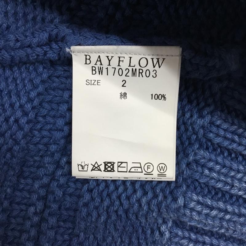 ベイフロー BAYFLOW カーディガン 長袖 長袖ニットカーディガン 長袖カットソー ノーカラージャケット 前開カーディガン 2 ネイティブ柄 青 / ブルー /  メンズ USED 古着 中古 10115214