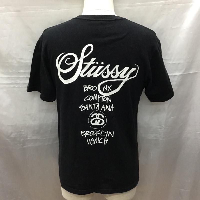 ステューシー STUSSY Tシャツ 半袖 半袖カットソー プリントTシャツ クルーネックカットソー S ロゴ、文字 黒 / ブラック /  メンズ USED 古着 中古 10116727
