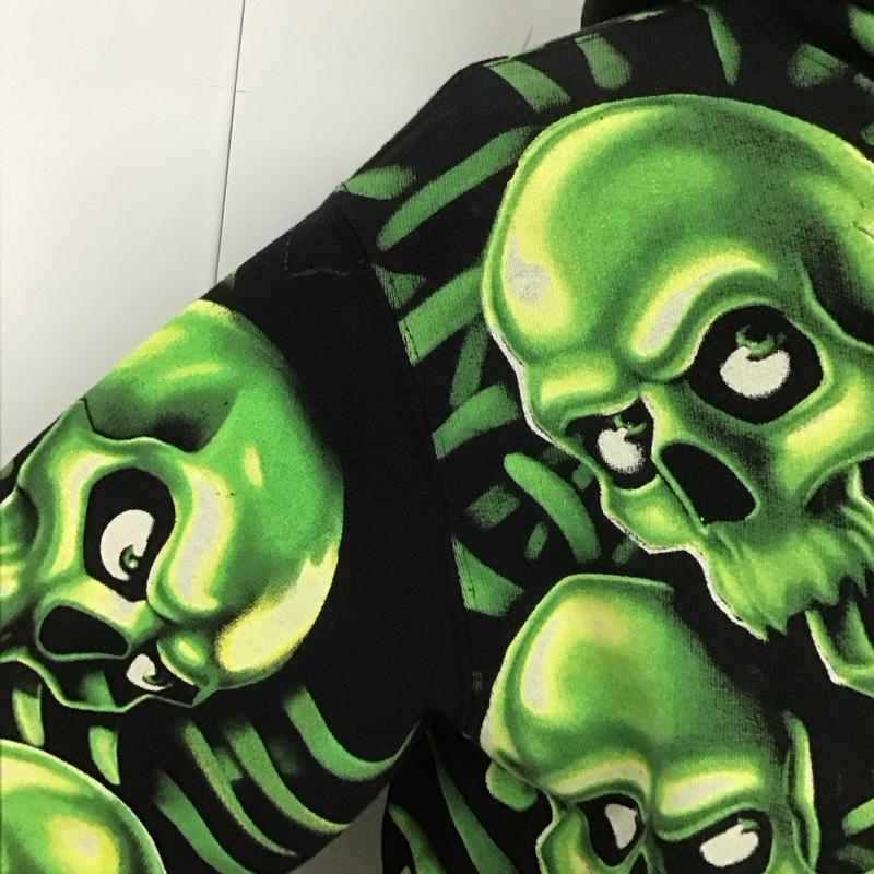 シュプリーム Supreme パーカー 長袖 18SS Skull Pile Hooded Sweartshirt ドクロ プルオーバー ロゴ 裏起毛 M 総柄 黒 / ブラック / X 薄緑 / ライトグリーン /  メンズ USED 古着 中古 10107816
