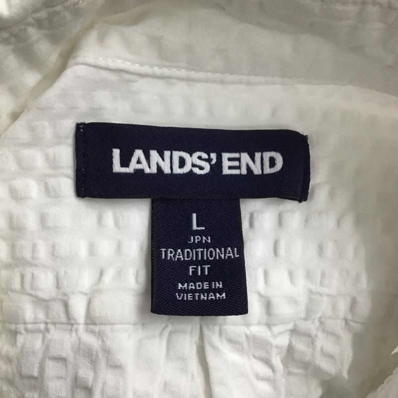 ランズエンド LAND S END シャツ、ブラウス 半袖 L 無地 白 / ホワイト /  メンズ USED 古着 中古 10128311