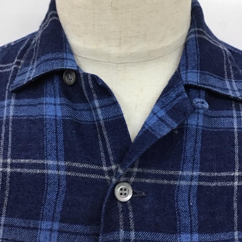 オールドジョーアンドコー OLDJOE&CO. シャツ、ブラウス 長袖 コットン 日本製 ワークシャツ チェック 青 / ブルー / X 紺 / ネイビー /  メンズ USED 古着 中古 10121312