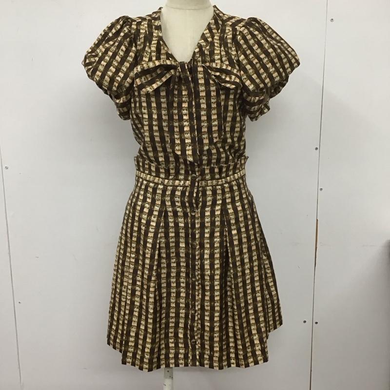 ジルスチュアート JILLSTUART ワンピース ひざ丈スカート 092-240273 半袖 リボンタイ 前開き タグ付き 0 チェック マルチカラー / マルチカラー /  レディース USED 古着 中古 10107377