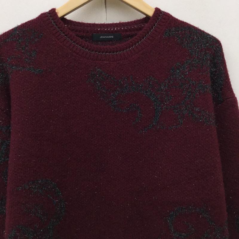 ジーナシス JEANASIS ニット、セーター 長袖 JS064703MN FREE 花柄 えんじ / ワインレッド /  レディース USED 古着 中古 10141433