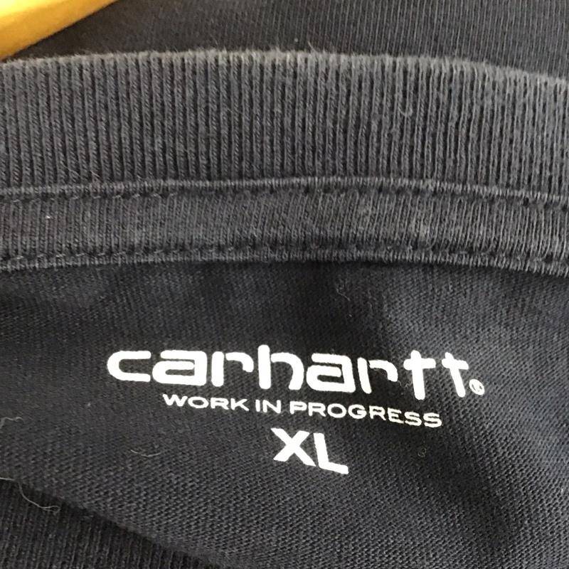 カーハート Carhartt カットソー 長袖 長袖カットソー 無地カットソー クルーネック ロゴ XL ロゴ、文字 紺 / ネイビー /  メンズ USED 古着 中古 10145934