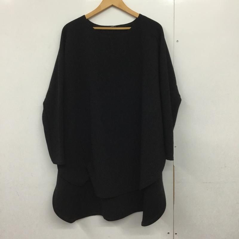 オズモーシス OSMOSIS ワンピース ひざ丈スカート 790006-320 サイドスリット 長袖 ONE SIZE 無地 黒 / ブラック /  レディース USED 古着 中古 10144639