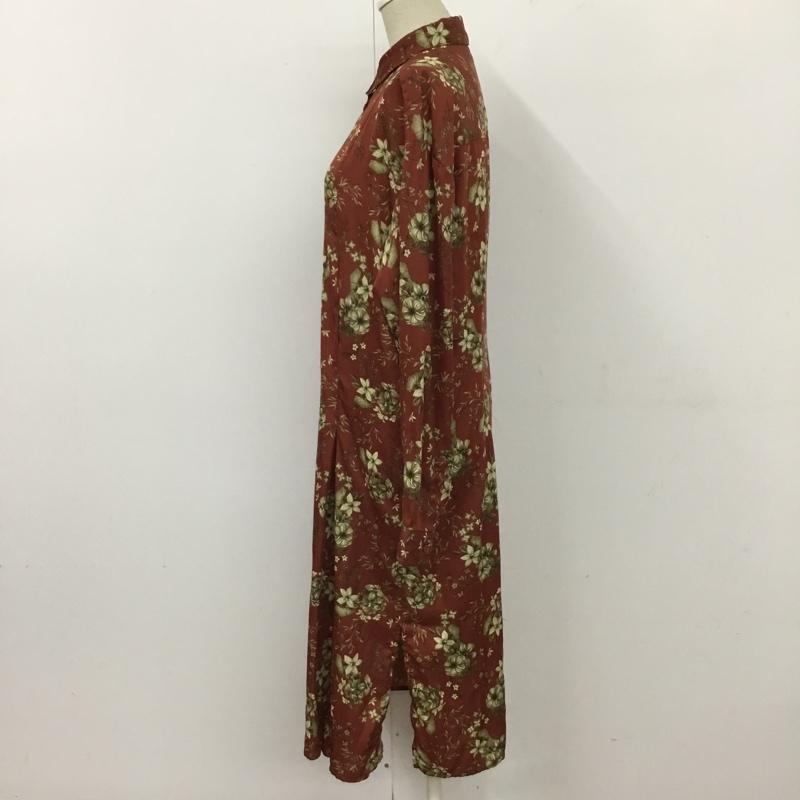 マウジー MOUSSY ワンピース ロングスカート 0109AS30-7530 SIDE SLIT LONG SHIRT 長袖 FREE 花柄 茶 / ブラウン /  レディース USED 古着 中古 10116075