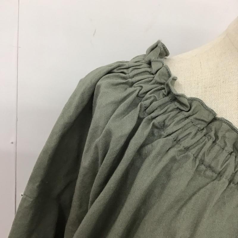 サマンサモスモス Samansa Mos2 ワンピース ロングスカート 半袖シャツワンピース ロングワンピース ノーカラーシャツワンピース FREE 無地 カーキ / カーキ /  レディース USED 古着 中古 10113808