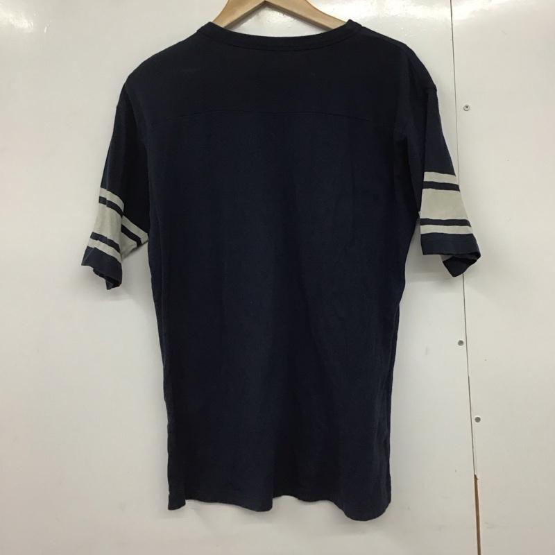 チャンピオン Champion Tシャツ 半袖 c3-p338 トリコロールタグ カレッジプリント 半袖フットボールTシャツ M ロゴ、文字 紺 / ネイビー /  メンズ USED 古着 中古 10141463