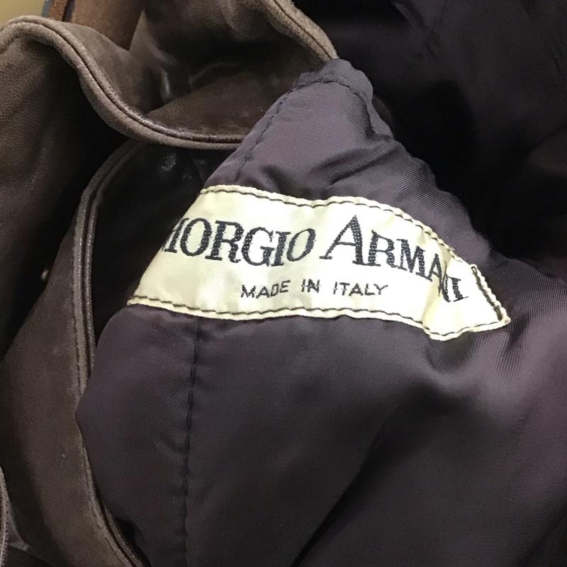 ジョルジオアルマーニ GIORGIO ARMANI ジャケット、上着 ジャケット、ブレザー レザージャケット アウター 古着 ヴィンテージ 80s 無地 茶 / ブラウン /  メンズ USED 古着 中古 10144516