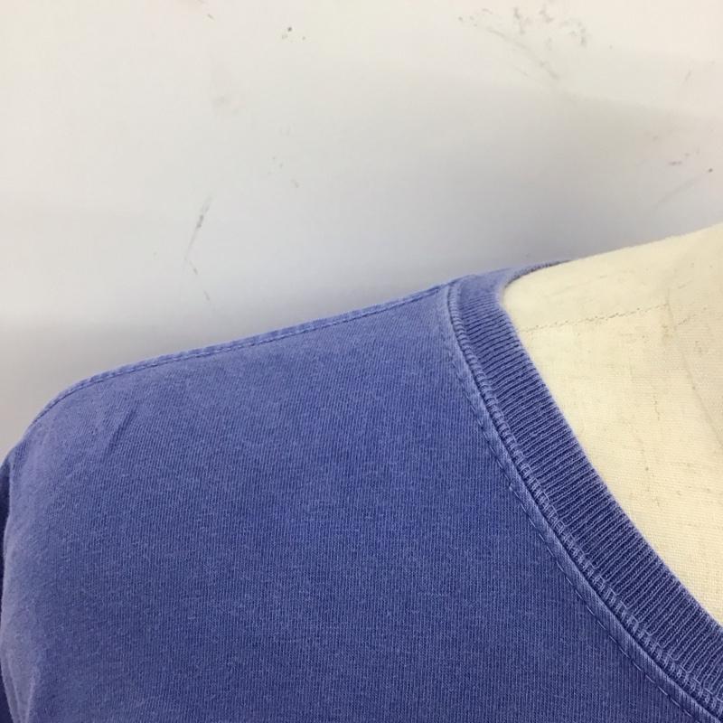 ステューシー STUSSY Tシャツ 長袖 クルーネック 胸ポケット ロンT 後染め XL ロゴ、文字 青 / ブルー /  メンズ USED 古着 中古 10118089