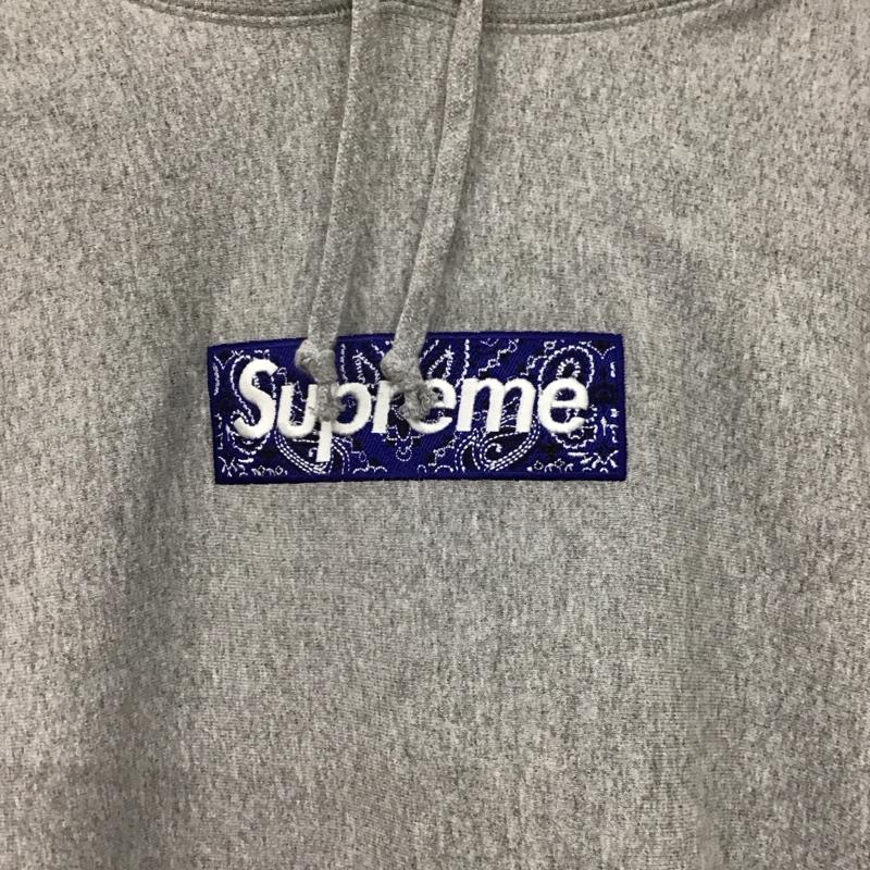 シュプリーム Supreme パーカー 長袖 19FW BandanaBoxLogoHooded プルオーバーパーカー S ロゴ、文字 灰 / グレー /  メンズ USED 古着 中古 10144987