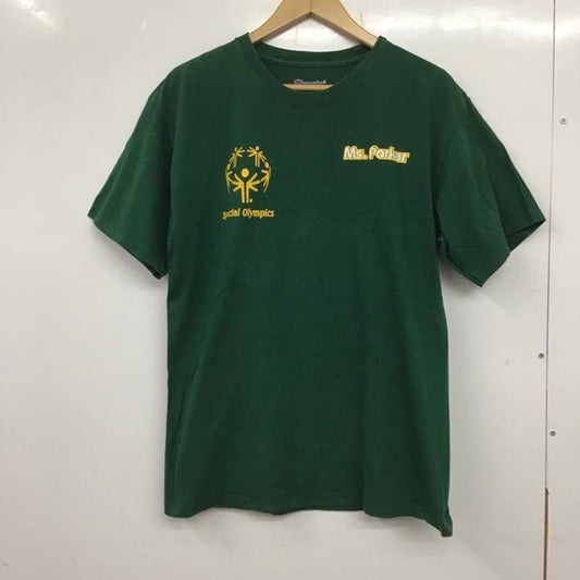 チャンピオン Champion Tシャツ 半袖 半袖カットソー プリントTシャツ クルーネックカットソー M ロゴ、文字 緑 / グリーン /  メンズ USED 古着 中古 10137668
