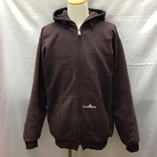 カーハート Carhartt パーカー 長袖 長袖パーカー フード付きパーカー プリントスウェット トレーナー フェード M 無地 茶 / ブラウン /  メンズ USED 古着 中古 10120541