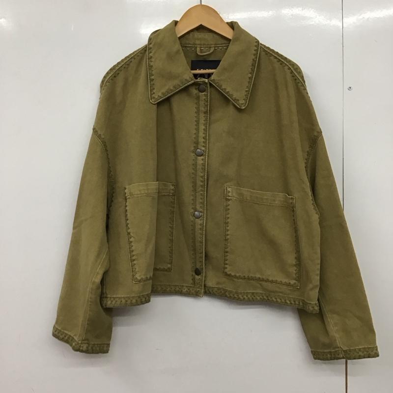 ザラ ZARA ジャケット、上着 ジャケット、ブレザー 4877/054/514 OVERSHIRT WITH TOPSTITCHING ステッチデザインジャケット L 無地 カーキ / カーキ /  レディース USED 古着 中古 10147187