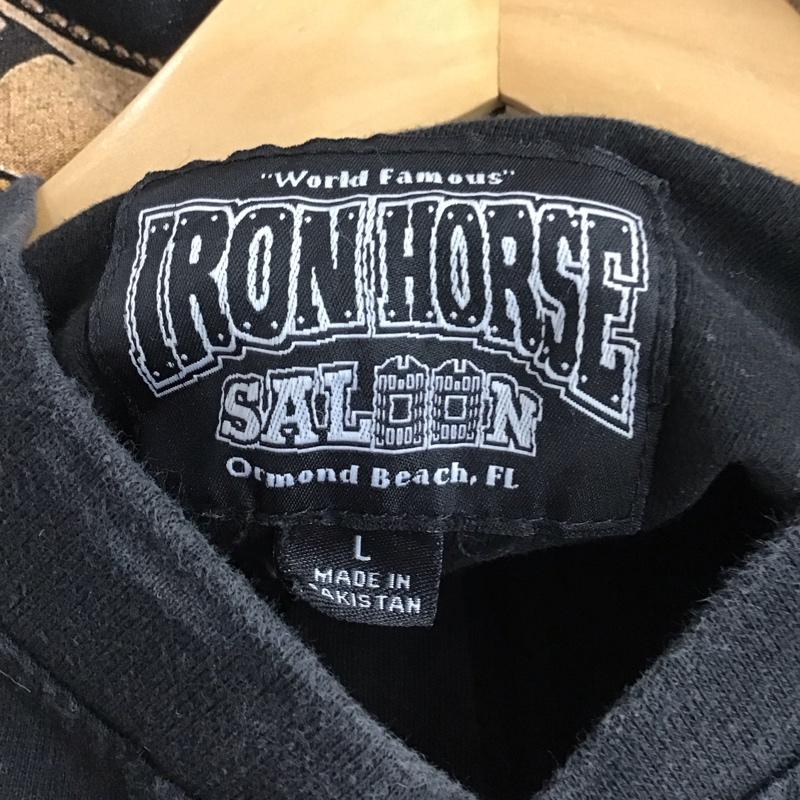 古着 USED カットソー 長袖 長袖カットソー プリントカットソー ヘンリーネック 古着 L プリント 黒 / ブラック /  メンズ USED 古着 中古 10137134