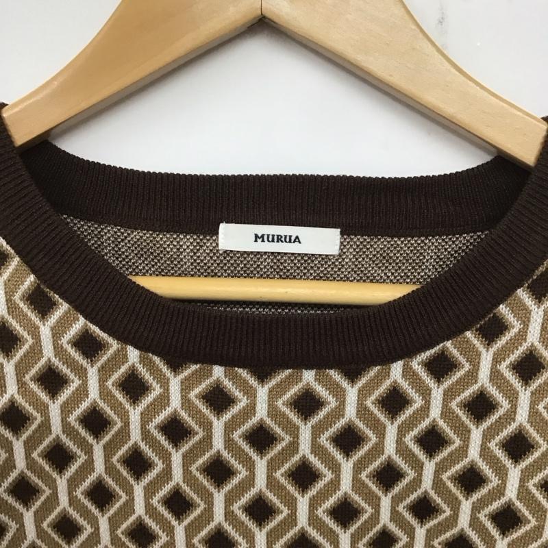 ムルーア MURUA ベスト ベスト 012142601801-01 ジオメトリックニットベスト FREE  茶 / ブラウン /  レディース USED 古着 中古 10138913