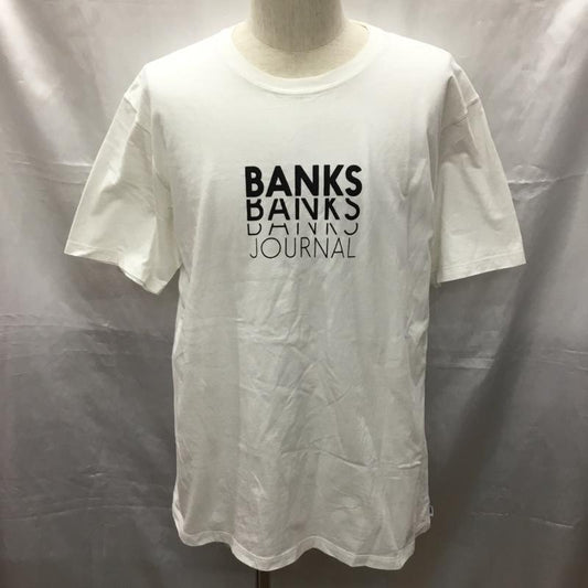 バンクスジャーナル BANKS JOURNAL Tシャツ 半袖 半袖カットソー プリントTシャツ クルーネックカットソー L ロゴ、文字 白 / ホワイト /  メンズ USED 古着 中古 10114140