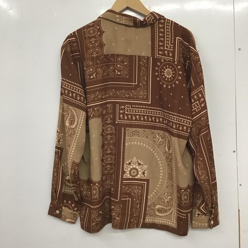 ナノユニバース nano・universe シャツ、ブラウス 長袖 長袖シャツ 総柄シャツ カラーシャツ ヒッコリーシャツ M プリント 茶 / ブラウン /  メンズ USED 古着 中古 10135504