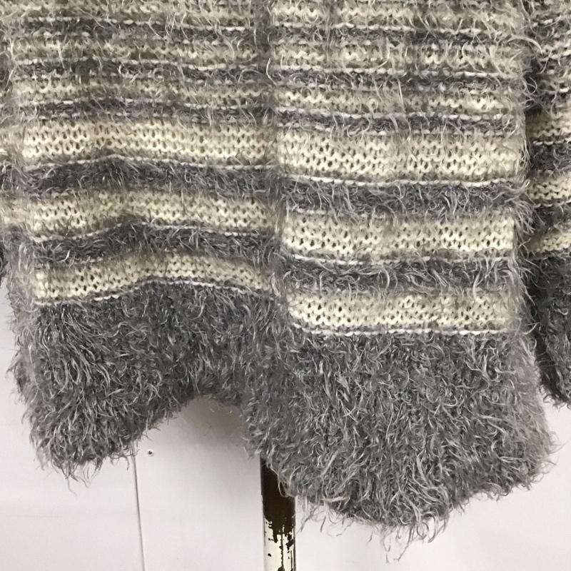 ジーナシス JEANASIS ニット、セーター 長袖 JS261167TK シャギーニット FREE ボーダー柄 灰 / グレー / X 白 / ホワイト /  レディース USED 古着 中古 10120821