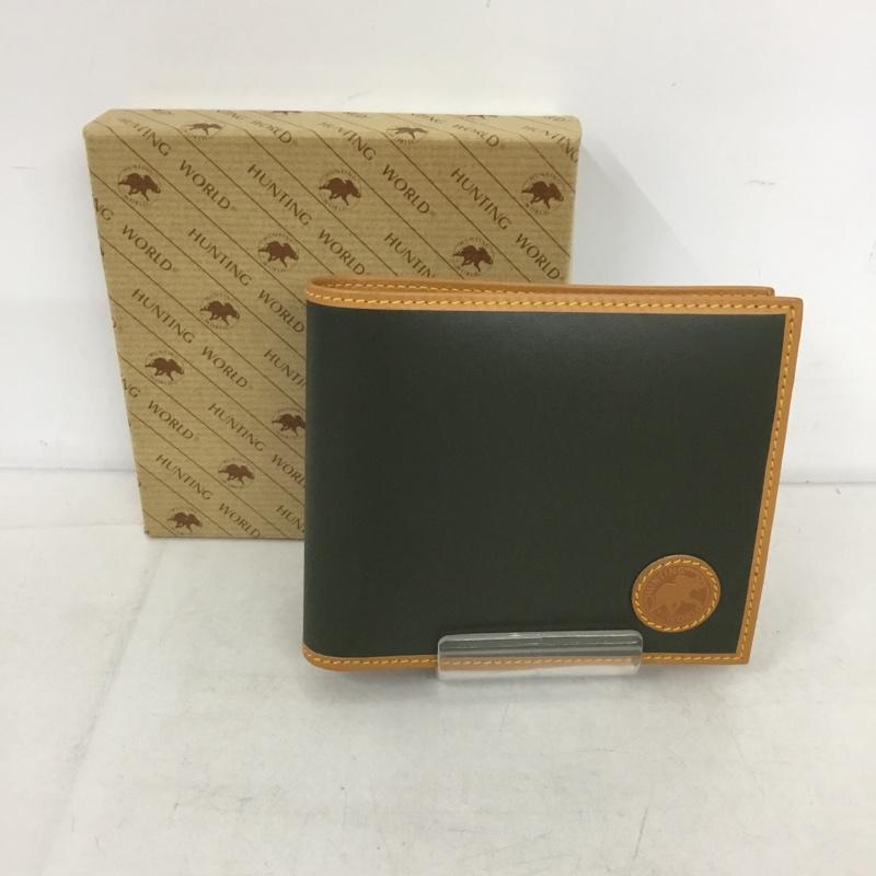ハンティングワールド Hunting World 財布 二つ折り 箱有 ワンポイント カーキ / カーキ / X 茶 / ブラウン /  メンズ USED 古着 中古 10136339