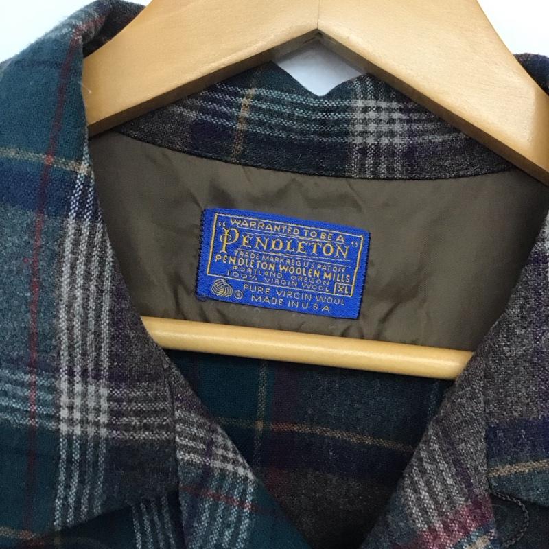 ペンドルトン PENDLETON シャツ、ブラウス 長袖 70s 70年代 ウール 開襟シャツ オープンカラーシャツ XL チェック マルチカラー / マルチカラー /  メンズ USED 古着 中古 10144067