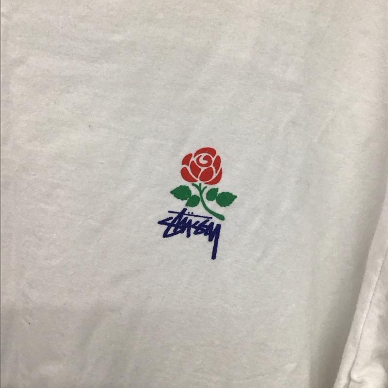 ステューシー STUSSY カットソー 長袖 長袖カットソー プリントカットソー クルーネック L プリント 白 / ホワイト /  メンズ USED 古着 中古 10136247