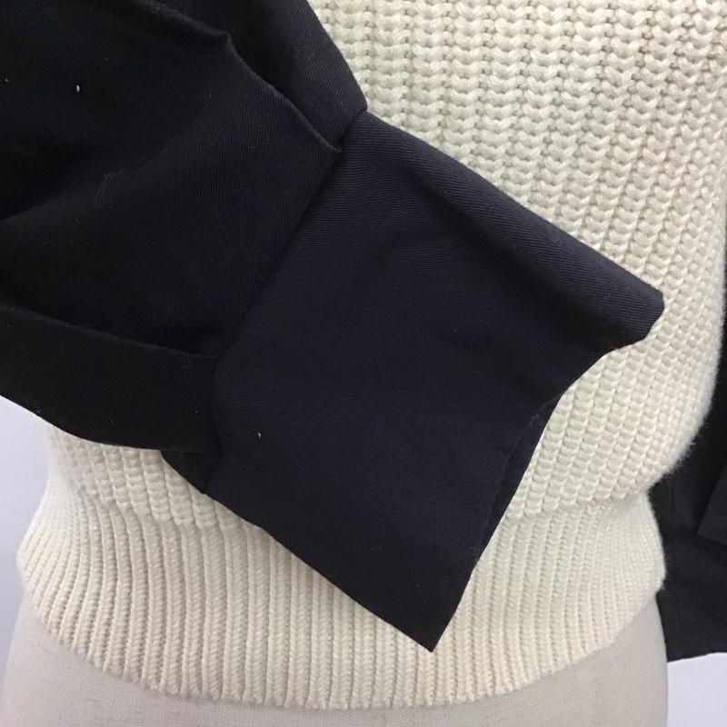 ザラ ZARA ニット、セーター 七分袖 6771/036/070 コントラストディティール オフショルダーニットプルオーバー S 無地 黒 / ブラック / X オフホワイト / オフホワイト /  レディース USED 古着 中古 10124040