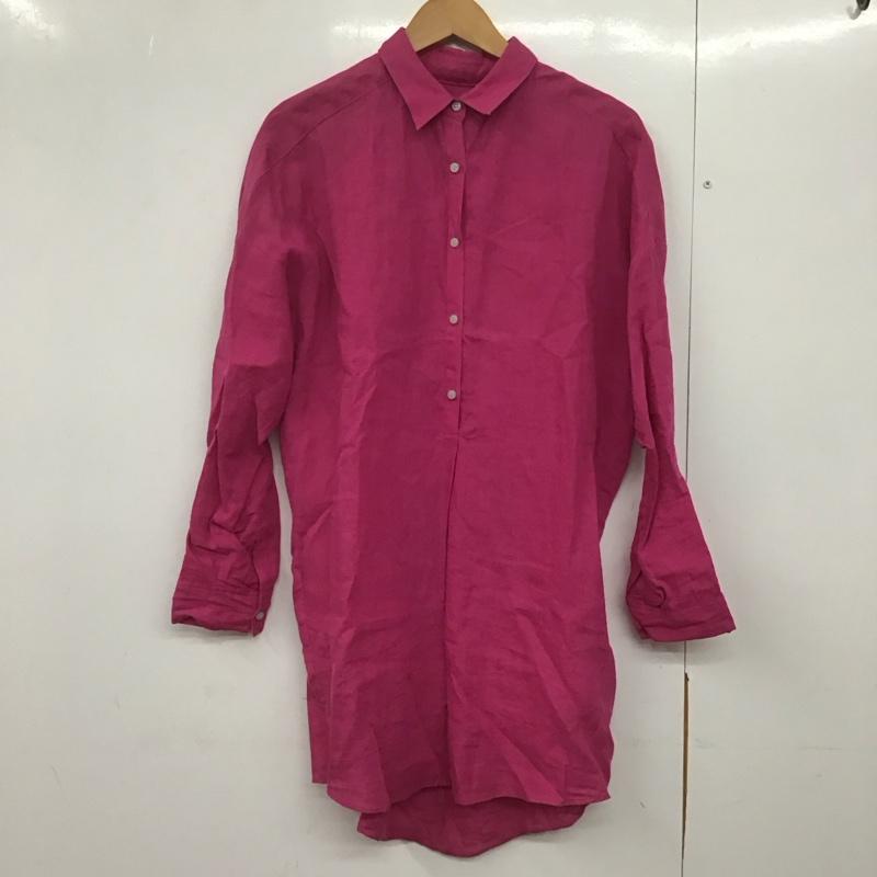 ジュール ド ランゲージ JOUR de Language ワンピース ひざ丈スカート BLVJCM0105 シャツワンピース 長袖 リネン混 1 無地 マゼンタ / マゼンタ /  レディース USED 古着 中古 10143937