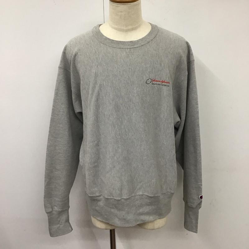 チャンピオン Champion トレーナー 長袖 長袖トレーナー スウェット クルーネック リブスウェットカットソー L ロゴ、文字 灰 / グレー /  メンズ USED 古着 中古 10115362