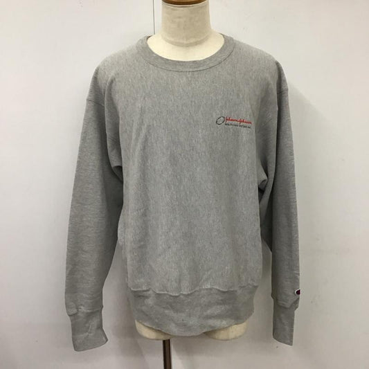 チャンピオン Champion トレーナー 長袖 長袖トレーナー スウェット クルーネック リブスウェットカットソー L ロゴ、文字 灰 / グレー /  メンズ USED 古着 中古 10115362