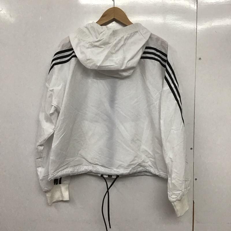 アディダス adidas ジャケット、上着 ジャケット、ブレザー he4177 ウインドジャケット フューチャーアイコンズウーブンウィンドブレーカー XL ロゴ、文字 白 / ホワイト /  レディース USED 古着 中古 10145437